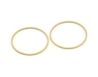 Brass Circle Connector, 50 Raw Brass Circle Connectors (30X0.80mm) Bs-1109