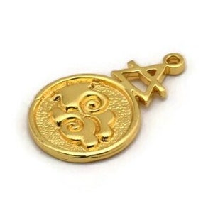 Gold Element Charm, 2 Gold Plated Brass Air Element Symbol Charms With 1 Loop (24x15x1.8mm) N1980
