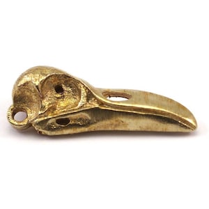 Bird Skull Charm, Raw Brass Bird Skull Necklace Pendants, (27x10x8mm) N0493