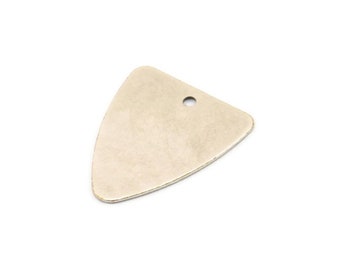 Silver Triangle Charm, 12 Antique Silver Plated Brass Triangle Charms With 1 Holes (18x16mm) n0676