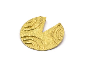 Brass Geometric Pendant, 2 Raw Brass Textured Geometric Pendants With 2 Loops, Charms, Earrings, Findings (32mm) BS 2446