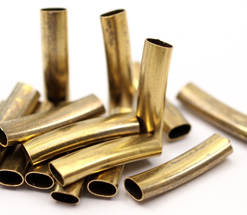 Brass Oval Tube 24 Oval Raw Brass Tubes 29x7.3x4.5mm Sq32 Etsy