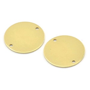 Brass Round Charm, 12 Raw Brass Round Connectors With 2 Holes, Blanks (20x0.70mm) M01362