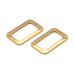 Gold Rectangle Charm, 4 Gold Plated Brass Rectangle Charms With 1 Hole, Earrings, Findings (25x15x1mm) D1156 Q855