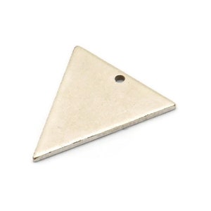 Silver Triangle Charm, 6 Antique Silver Plated Brass Triangle Charm Earrings With 1 Hole, Findings (20x18x1mm) D0696
