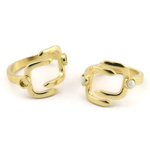 Brass Ring Setting, Raw Brass Adjustable Rings With 1 Stone Settings - Pad Size 3mm N1499