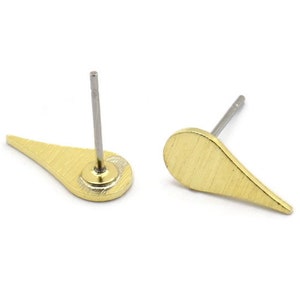 Brass Drop Earring, 12 Textured Raw Brass Drop Shaped Stud Earrings (12x6x0.80mm) M03281 A2670