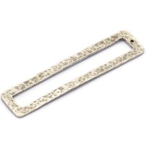 Antique Silver Rectangle Connector, 3 Antique Silver Plated Brass Rectangle Connectors With 1 Hole (52x12x3x1mm) BS 1883 H0440