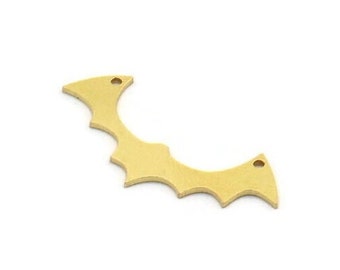 Brass Bat Charm, 12 Raw Brass Bat Charms With 2 Holes, Brass Connectors, Earring Findings (15x33x0.80mm) A6087