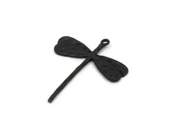 Black Dragonfly Charm, 6 Oxidized Black Brass Dragonfly Charms With 1 Loop (28x23mm) N0537