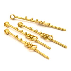 Brass Twisted Bar Pendant, 6 Raw Brass Textured Pendant with 1 Loop (55x2.2mm) N0362