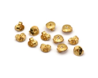 Brass Back Stoppers, 250 Raw Brass Earring Studs Back Stoppers (6mm) A0645