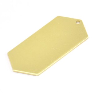 Brass Hexagon Blank, 12 Raw Brass Hexagon Stamping Blank Tag Charms With 1 Hole (36x16x0.80mm) Y068