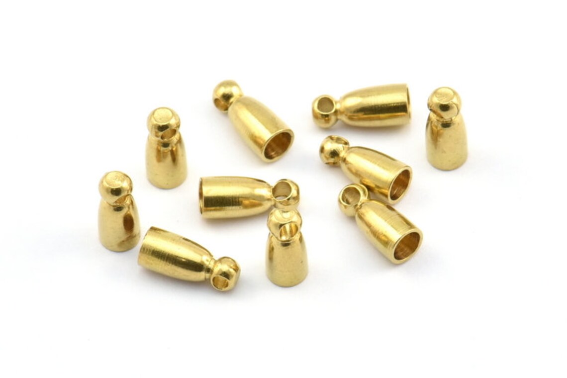 Brass Tassel End Caps 50 Raw Brass End Cap With 1 Loop Cord Etsy