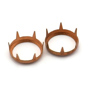 Vintage Copper Prong, 4 Vintage Raw Copper Round Oval Prong Setting (16mm) L-6