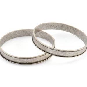 Antique Silver Channel Bracelet - 1 Antique Silver Plated Channel Bangle Settings (69x1.5x10mm) V033 H0358