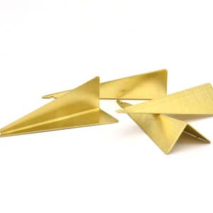 Brass Paper Kite, 4 Raw Brass Geometric Triangles (51mm) U004