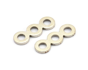 Silver Circle Connector, 8 Antique Silver Plated Brass Necklace Connectors, Earrings, Findings (24x8x1.5mm) D1070