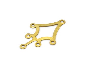 Bohemian Earring Finding, 20 Raw Brass Earring Findings With 6 Holes( 36x23mm) Brs 22 A0655