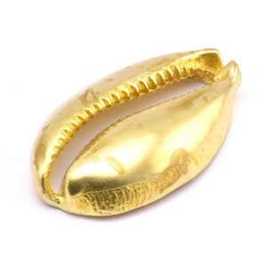Brass Shell Finding, 1 Raw Brass Cowrie Shell Findings, Pendants, Charms, Earrings, Beads 43-46MM BS 1853