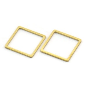 Mässingsberlock med fyrkantig mässing, 50 fyrkantiga kopplingar i rå mässing, tillbehör (14x0,80 mm) A6797