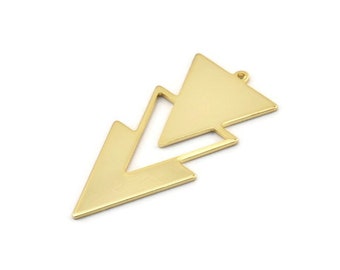 Gold Triangle Charm, Gold Plated Brass Triangle Charms With 1 Loop (49x21x1mm) M01111