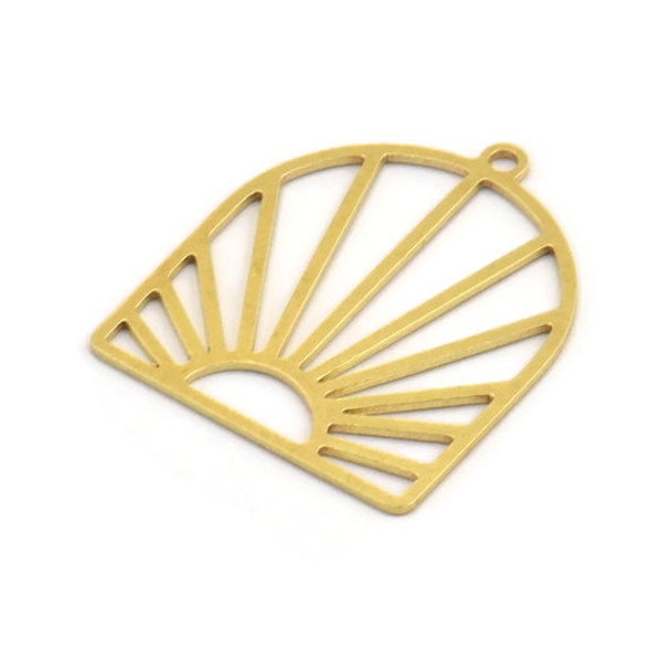 Brass Sun Charm, 8 Raw Brass Sun Shaped Charms With 1 Loop, Charm Pendants, Findings (26x22x0.60mm) A5227