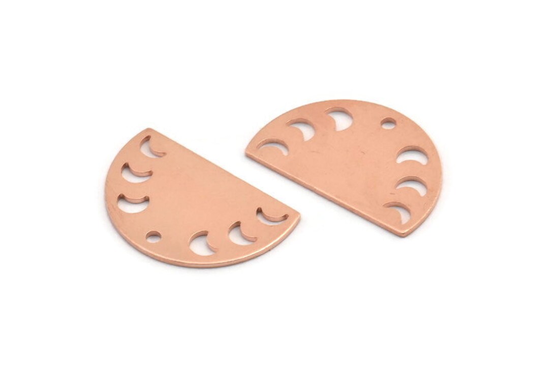 Copper Moon Charm 10 Raw Copper Moon Phases Charms With 1 Etsy