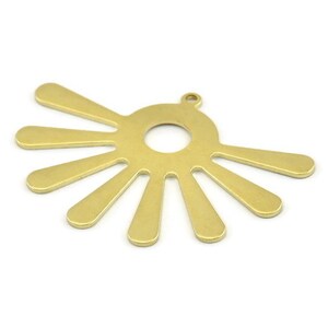 Brass Sun Charm, 10 Raw Brass Sunshine Pendants With 1 Loop, Findings (44x32x0.80mm) A1475