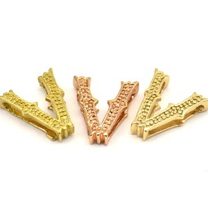 Pingentes de 3 letras, 3 alfabetos de letras de latão, opções de acabamento em ouro rosa e ouro, letras maiúsculas, pingente inicial de letra para colares personalizados