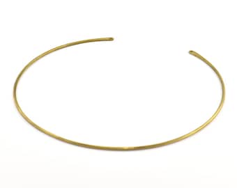 Accesorios para gargantillas de latón, 2 accesorios para gargantillas de alambre de latón crudo con 2 orificios, piezas en blanco para collares (370 x 1,8 mm) P001 R057
