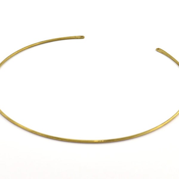 Brass Choker Findings, 2 Raw Brass Wire Choker Collar Findings With 2 Holes, Necklace Blanks (370x1.8mm) P001 R057
