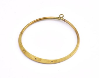 Brass Round Earring, 6 Raw Brass Round Earring Charms With 1 Loop and 3 Holes , Pendants, Findings (50mm) E545