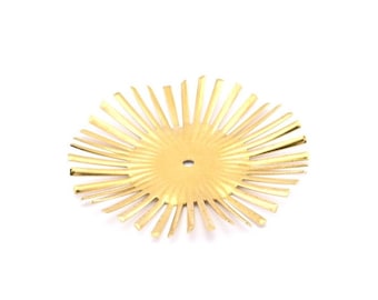 Cabochon Prong Setting, 4 Raw Brass Cabochon Prong Settings, Connectors, Charms, Findings (52mm) D884
