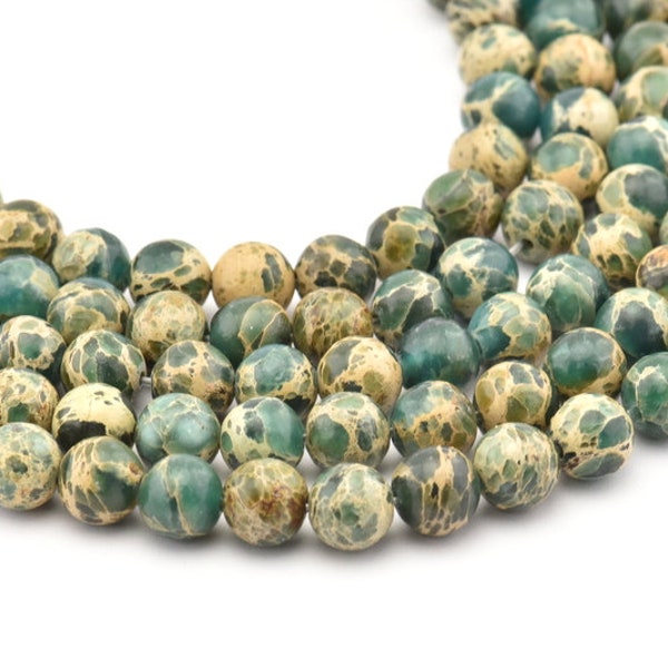 African Opal , Aqua Terra Jasper  8mm Gemstone Round Beads 16 inch Full Strand T098