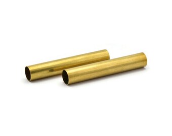 Brass Tube Beads - 6 Raw Brass Tube Beads (12x70mm) Bs 1478