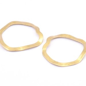 Brass Circle Charm, 24 Raw Brass Wavy Circle Charms Without Hole, Earrings, Findings (26x25x0.60mm) D0715