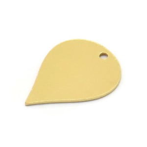 May include: A gold-colored metal teardrop-shaped charm with a small hole at the top.