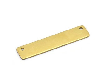 Brass Rectangle Bar, 10 Raw Brass Rectangle Connectors With 2 Hole, Findings (10x45x0.80mm) B0195