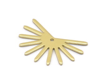 Brass Sun Charm, 8 Raw Brass Sun Charms With 1 Hole (18x25x0.80mm) M02288