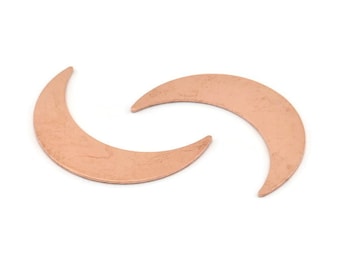 Copper Moon Blank, 10 Raw Copper Crescent Moon Blanks, Stamping Blanks (35x9x0.80mm) M304