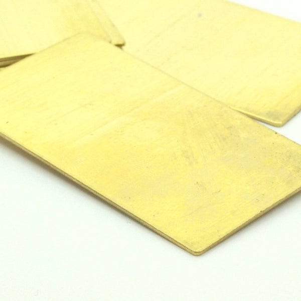Brass Stamping Blank, 3 Raw Brass Sheet, Rectangle Stamping Blanks (57x32x0.80mm) A0386