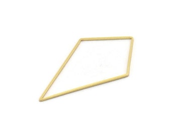 Brass Diamond Charm, 24 Raw Brass Diamond Ring Charms, Connectors, Findings (60x34x1mm) D1284