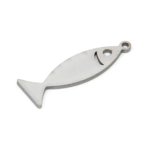 Steel Fish Charm, Stainless Steel Fish Charms With 1 Loop, Findings (20x7x0.80mm) SMP2153
