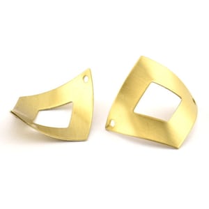 Brass Diamond Charm, 24 Raw Brass Rhombus Connectors With 2 Holes, Findings (24x23x0.50mm) D0430
