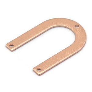 Rose Gold Geometrische Anhänger, 4 Rose Gold Messing texturierte U-förmige Anhänger mit 3 Löchern, Charms, Zubehör (28x20x0.80 mm) D875 Q0785