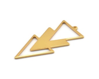 Gold Triangle Charm, 2 Gold Plated Brass Triangle Charms With 1 Loop (49x21x1mm) M01118