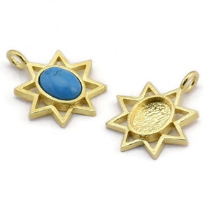 Brass Star Charm, Raw Brass Star Charms With 1 Loop - Pad Size 6x8mm (21x17mm) N2070