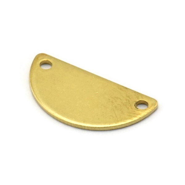 Semi Circle Necklace Pendant, 50 Raw Brass Semi Circle Blanks (20x10x0.80mm) A0937
