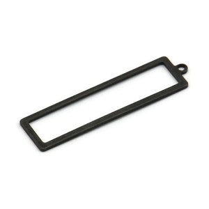 Black Rectangle Charm, 12 Oxidized Black Brass Rectangle Charms With 1 Loop Earrings, Findings (38x10x0.80mm) D1051 S1046